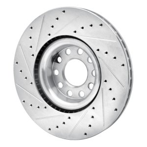 Audi S6 Brake Rotor (1) - Front Right - R1 Concepts - Drilled & Slotted - Silver - `99-`04